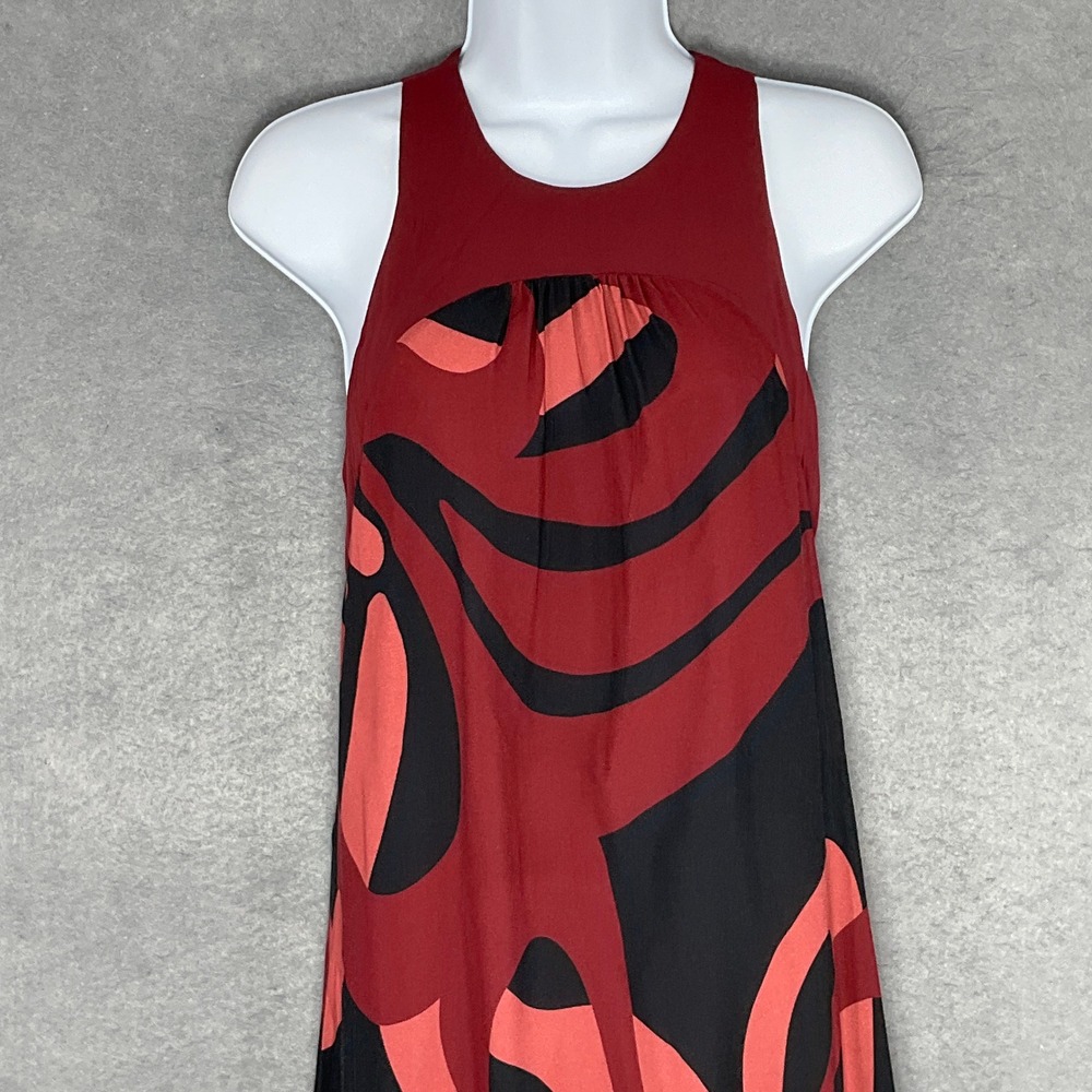Farm Rio Anthropologie Maxi Dress Abstract Print Halter Sleeveless Side Slit XS
